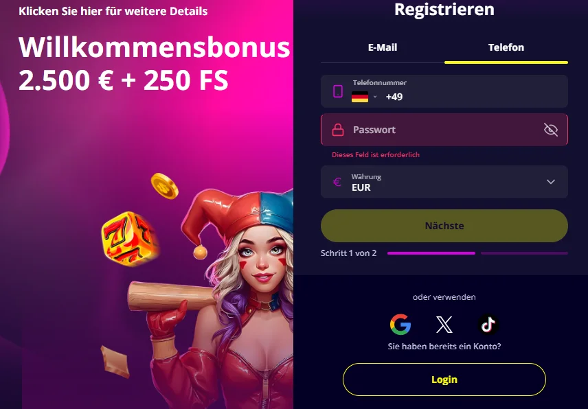 Slotoro Casino Registrierung